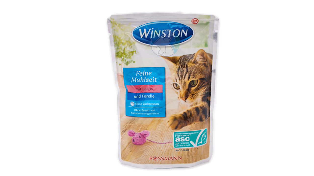 پوچ گربه بالغ ماهی سالمون و قزل آلا 100گرمی Winston